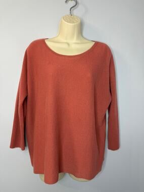 Garnet Hill Essential Cashmere Cropped Sweater Coral Red Women's M